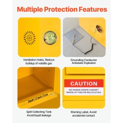 Palavien nesteiden säilytyskaappi kylmävalssattu galvanisoitu teräs 59x46x90 cm säädettävä hylly