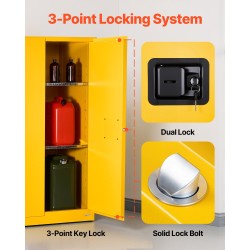 Palavien nesteiden säilytyskaappi Q235 ja galvanoitu teräs 65 gallonaa 96,4x86,4x165,1 cm keltainen