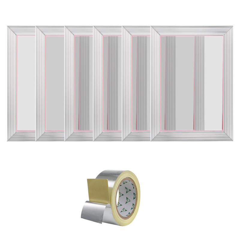 Silkkipainokehyssetti 6 kappaletta 25,4 x 35,6 cm alumiinirunko polyesteriverkko 110 tiheys