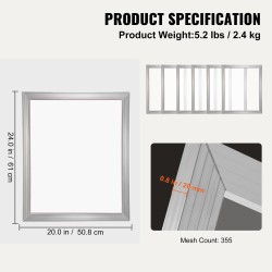 Silkkipainokehykset 4 kpl alumiinirunko 20x24 tuumaa 355-verkkoinen nylon-polyesteriverkko