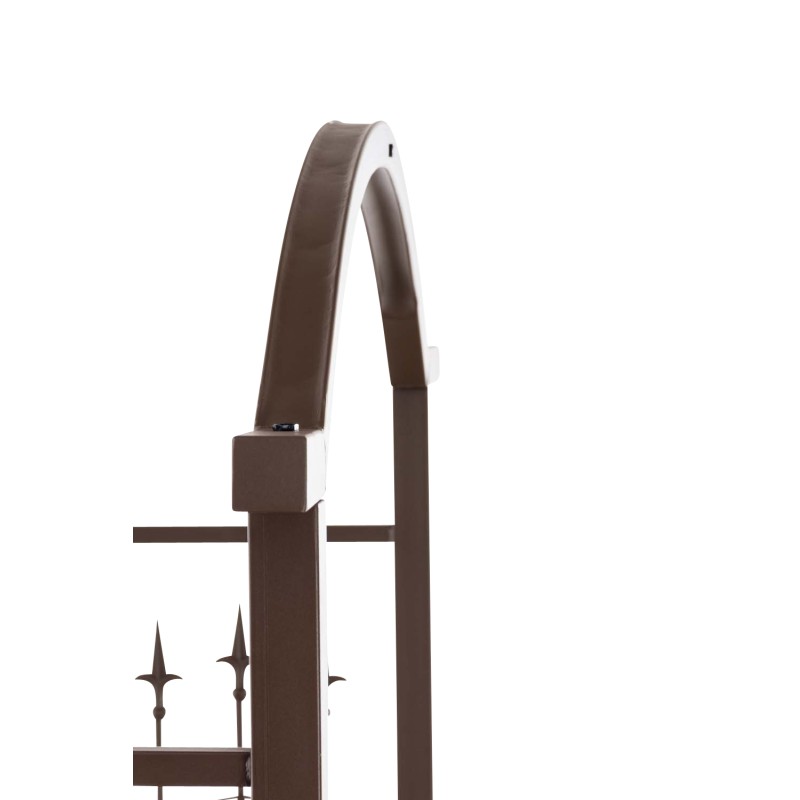 Ylellinen rautainen ruusukaari portilla puutarhaan köynnöskasveille