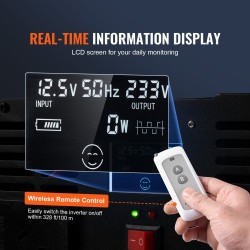 Muokattu siniaaltoinvertteri 5000W 12V-230V alumiiniseoskotelo 2 AC-pistorasiaa 2 USB-porttia 1 Type-C-portti