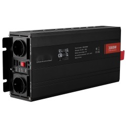 Virranmuunnin 3000W muokattu siniaalto 12V 230V 3 AC pistorasiaa 2 USB porttia 1 Type C portti