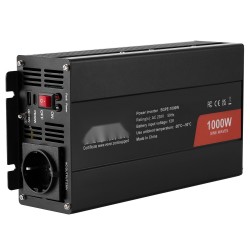 Puhdas siniaaltoinvertteri 12V 230V 1000W alumiinikuori kaksi AC pistorasiaa kaksi USB porttia yksi Type C portti