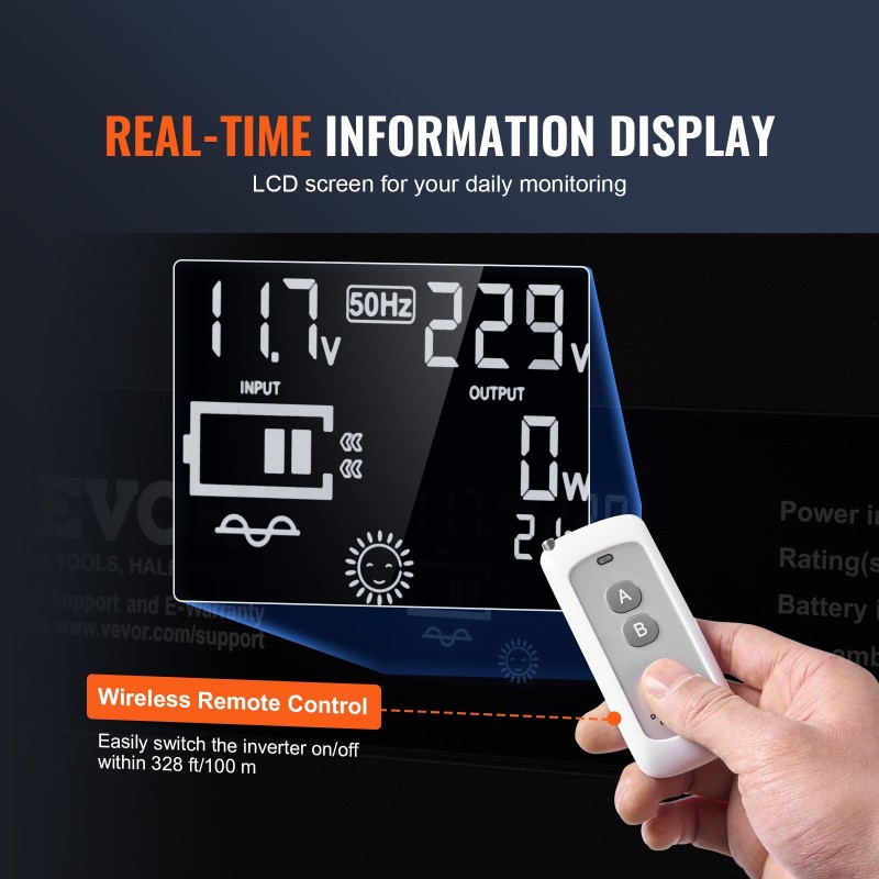 Tehomuunnin alumiinikuori 3000 watin 12 voltin 230 voltin puhdas siniaalto