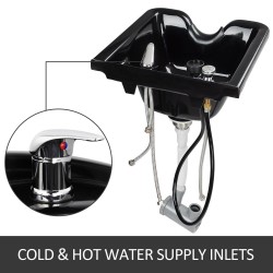 Shampookulho ABS-muovinen musta seinäkiinnitteinen T-tangolla ammattikäyttöön ja kotiin