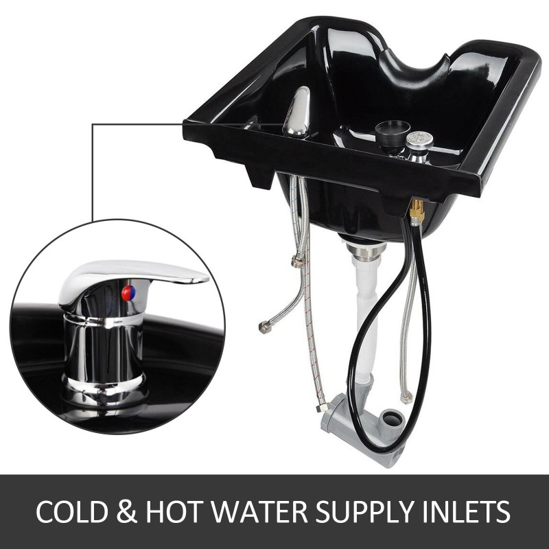 Shampookulho ABS-muovinen musta seinäkiinnitteinen T-tangolla ammattikäyttöön ja kotiin