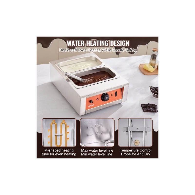 Suklaansulatin 2 säiliötä 2 x 3,3 l ruostumatonta terästä säädettävä lämpötila