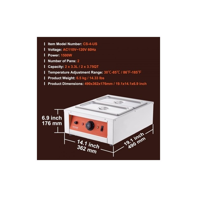 Suklaansulatin 2 säiliötä 2 x 3,3 l ruostumatonta terästä säädettävä lämpötila