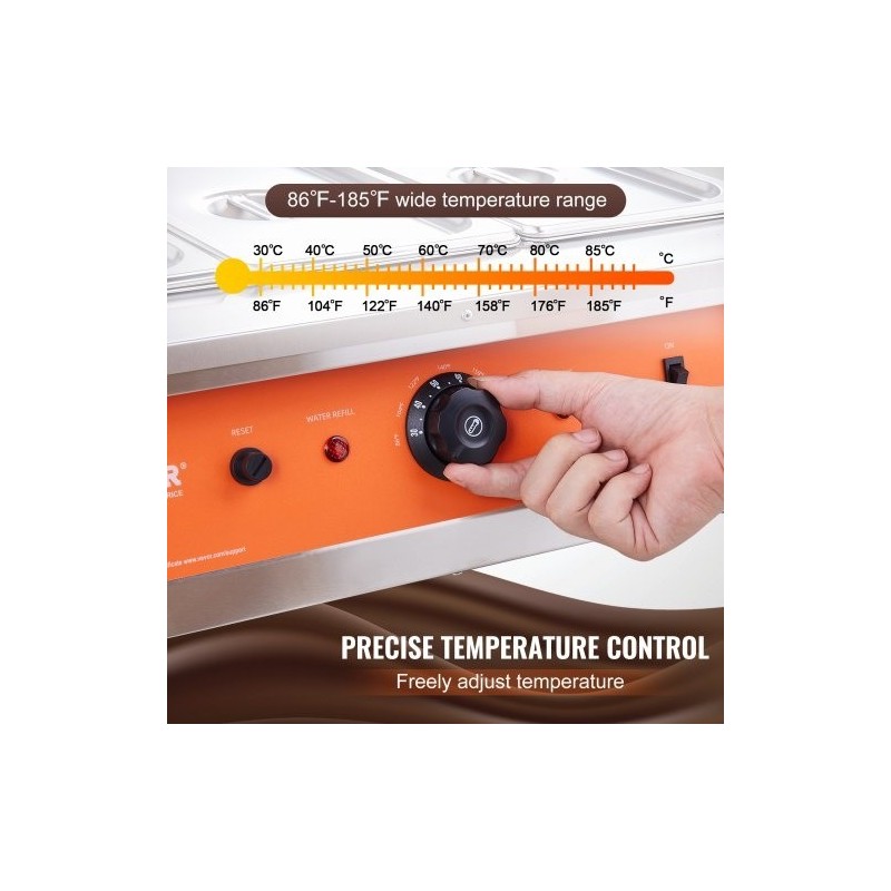 Kolmisäiliöinen suklaan sulatuslaite ruostumaton teräs 3 x 3,3 l säädettävä lämpötila