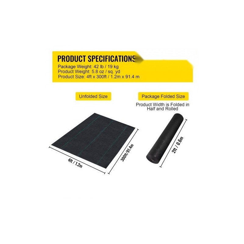 Rikkaruohomatto polypropeenikangas 1,2 x 91,4 m kaksikerroksinen musta puutarhaan