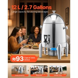 Juoma-annostelija 12 l ruostumaton teräs tiivis hana kuumille ja kylmille juomille