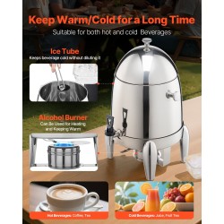 Juoma-annostelija 12 l ruostumaton teräs tiivis hana kuumille ja kylmille juomille