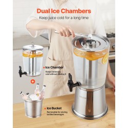 Juoma-annostelija 8 L ruostumaton teräs ja elintarvikekäyttöön soveltuva PC-muovi tippumattomalla hanalla