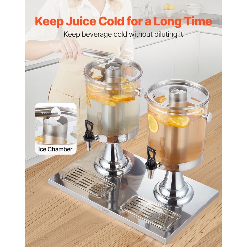 Juoma-annostelija 16 litraa kaksisylinterinen PC-muovi ruostumaton teräs jääkammio