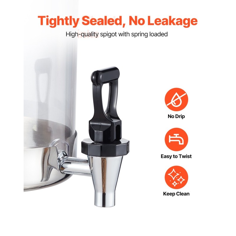 Juoma-annostelija 8 l ruostumaton teräs PC-muovinen jääkammio tipaton hana ravintoloihin