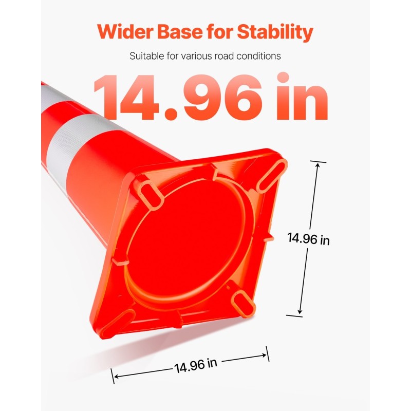 Turvakartiot PVC 90 cm 6 kpl oranssi heijastavilla kauluksilla painotetulla jalustalla