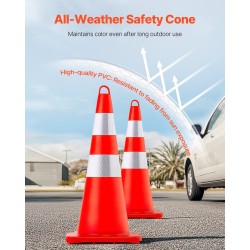 PVC-muoviset turvakartiot 12 kpl 28 tuumaa oranssi 2 heijastavaa kaulusta painotettu pohja