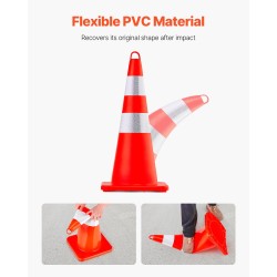Liikennekartiot PVC-materiaali 73 cm 10 kpl oranssi kaksi heijastavaa kaulusta painotettu jalusta