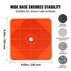 Kokoontaitettavat oranssit turvakartiot 18-tuumaiset 4 kpl heijastavilla kauluksilla leveällä pohjalla