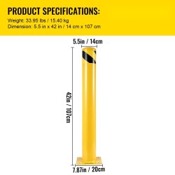 Teräspollarit Q235 teräs 107 cm korkea 14 cm halkaisija 2 kpl keltainen
