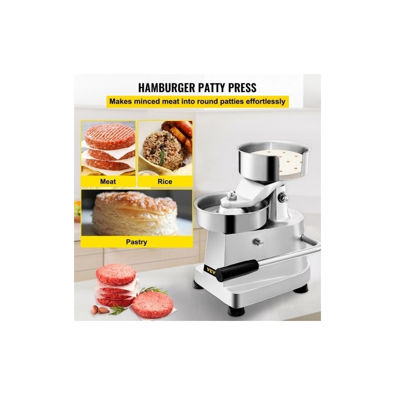 Hampurilaispihvipuristin alumiiniseos ja ruostumaton teräs 150 mm 1000 pihvipaperia