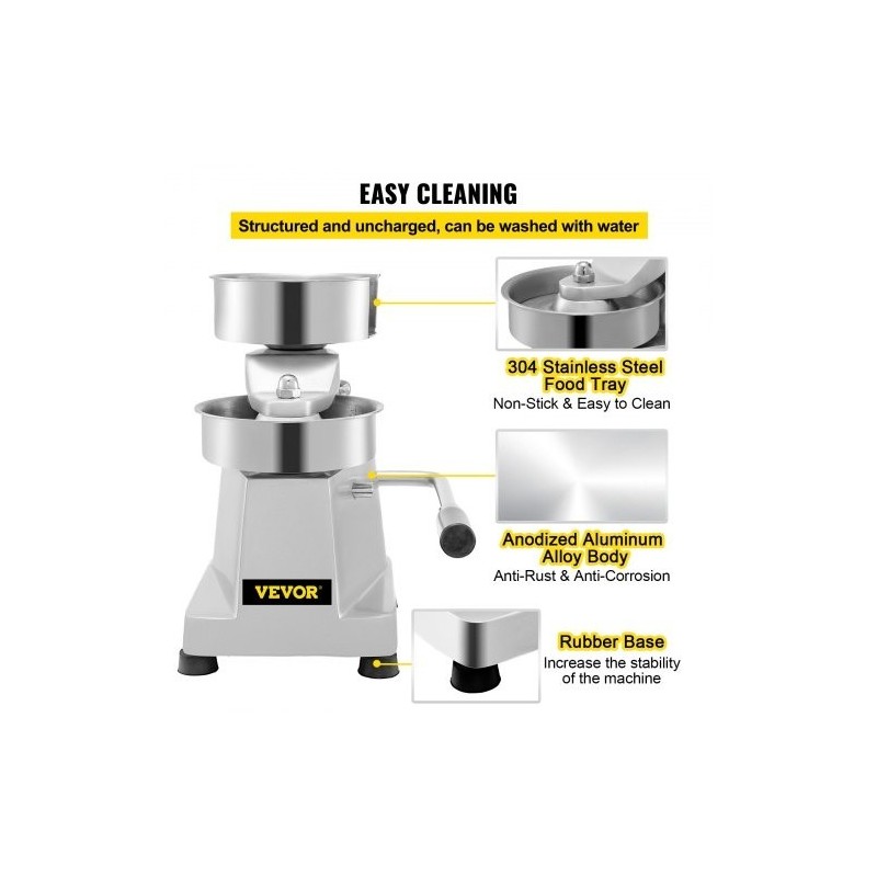 Hampurilaispihvipuristin alumiiniseos ja ruostumaton teräs 150 mm 1000 pihvipaperia