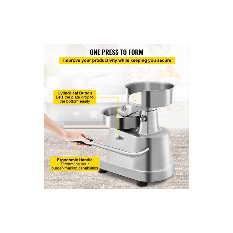 Hampurilaispihvipuristin alumiiniseos ja ruostumaton teräs 150 mm 1000 pihvipaperia