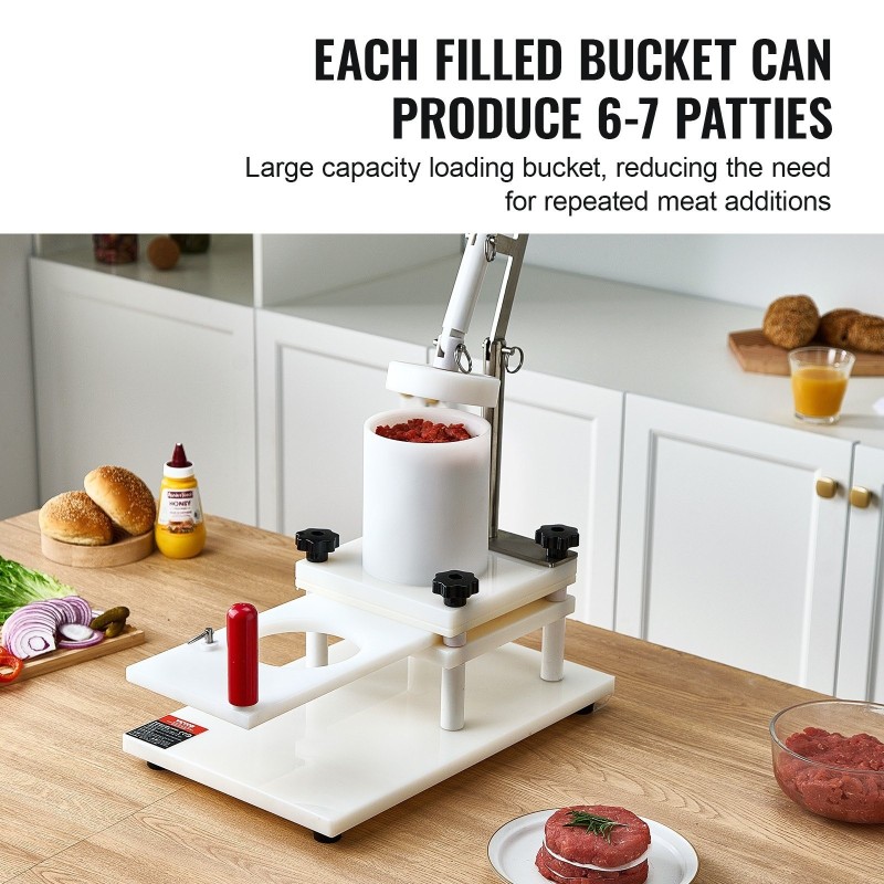 Hampurilaispihvikone manuaalinen PE-muovi 130 mm 1,5 kg ammattikäyttöön