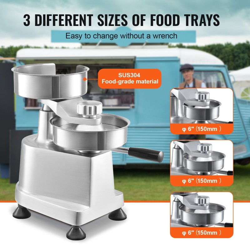 Hampurilaispihvikone ruostumaton teräs kolme muottikokoa 4 5 6 tuumaa 1500 pihvipaperia