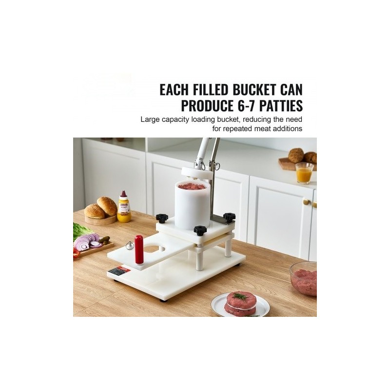 Manuaalinen hampurilaispihvimuotti elintarvikekelpoinen polyeteeni 1,5 kg syöttösäiliö 2 4 ja 5 tuumaa