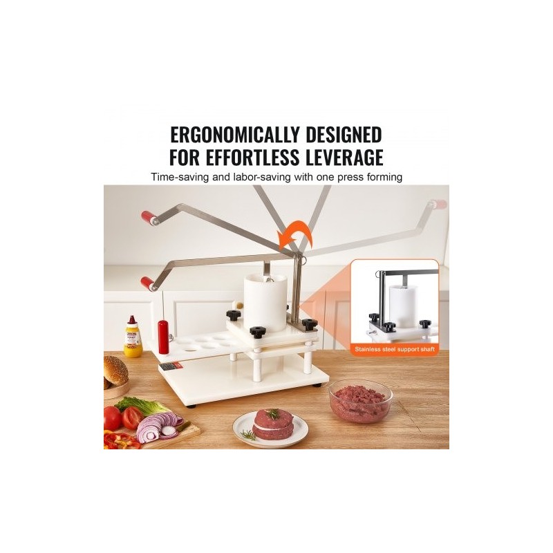 Manuaalinen hampurilaispihvimuotti elintarvikekelpoinen polyeteeni 1,5 kg syöttösäiliö 2 4 ja 5 tuumaa