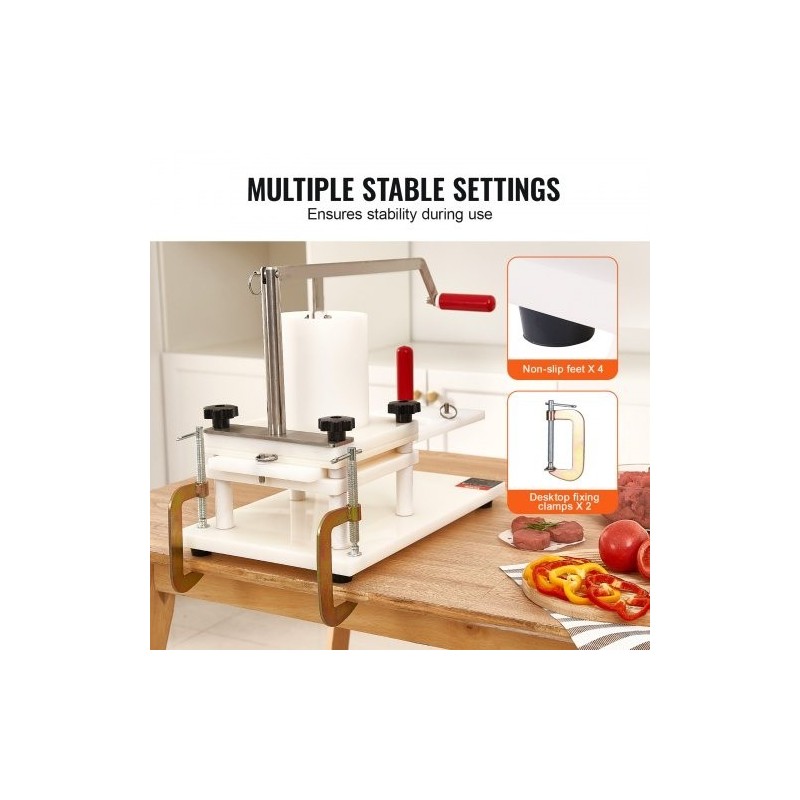 Manuaalinen hampurilaispihvimuotti elintarvikekelpoinen polyeteeni 1,5 kg syöttösäiliö 2 4 ja 5 tuumaa