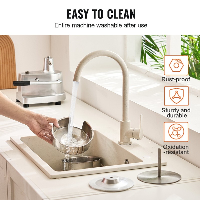 Manuaalinen burgeripihviprässi 150 mm ruostumaton teräskulho 1000 kpl pihvivahtipapereita ammattikeittiöön