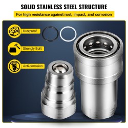 Hydraulinen pikaliitinsarja pallomainen pää teräs 3/8 tuumaa 280 bar 2 sarjaa