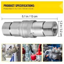 Hydraulinen pikaliitinsarja pallomainen pää teräs 3/8 tuumaa 280 bar 2 sarjaa
