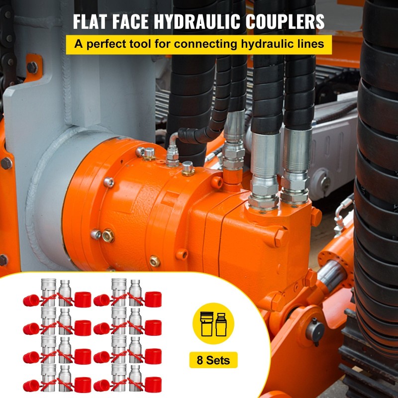 Hydrauliset pikaliittimet karkaistusta teräksestä 1/2 runko 1/2 NPT 8 paria liukuohjatuille kuormaajille