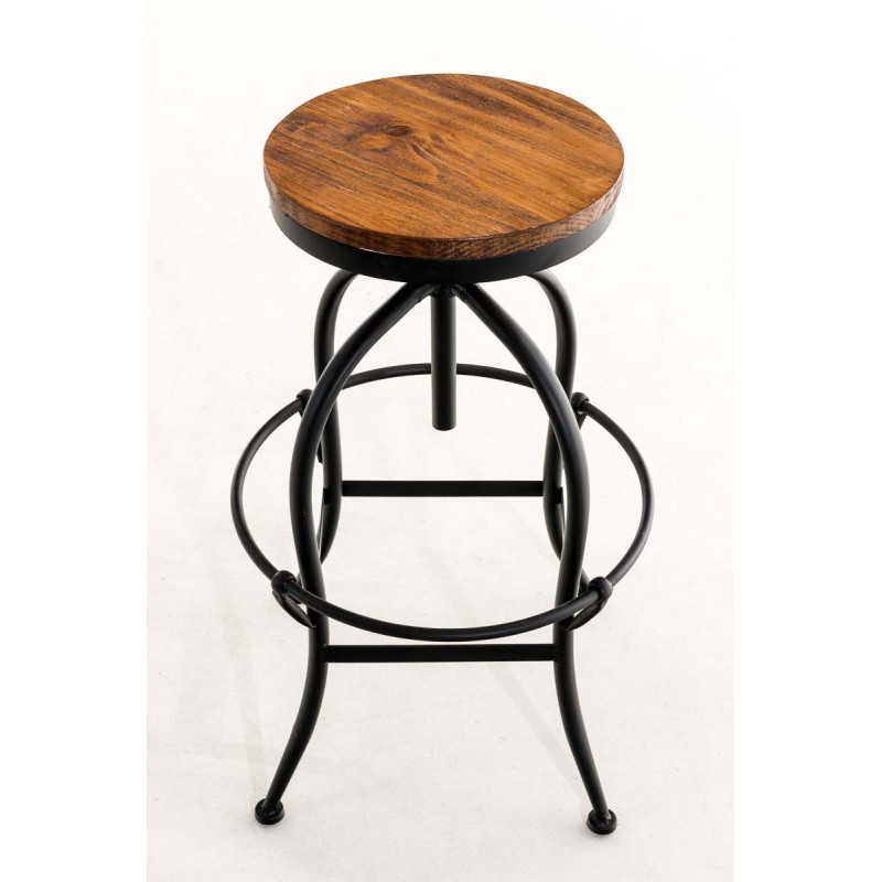 Teollinen säädettävä baarijakkara puuistuimella ja metallijalalla