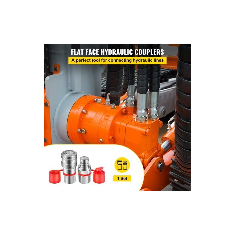 Hydraulinen tasopintainen pikaliitinsarja teräs 1/2 tuuman NPT 280 bar PVC-suojakannet