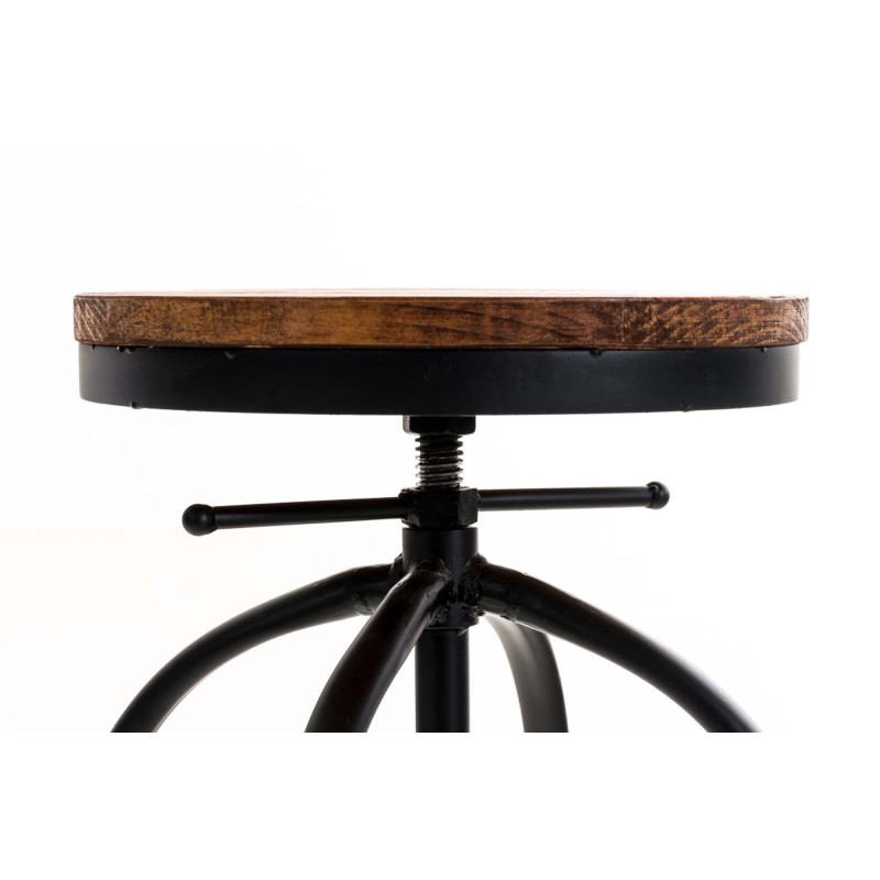 Teollinen säädettävä baarijakkara puuistuimella ja metallijalalla