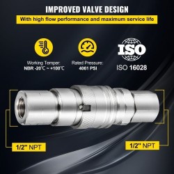 Hydraulinen tasopintainen pikaliitinsarja teräs 1/2 tuuman NPT 280 bar PVC-suojakannet