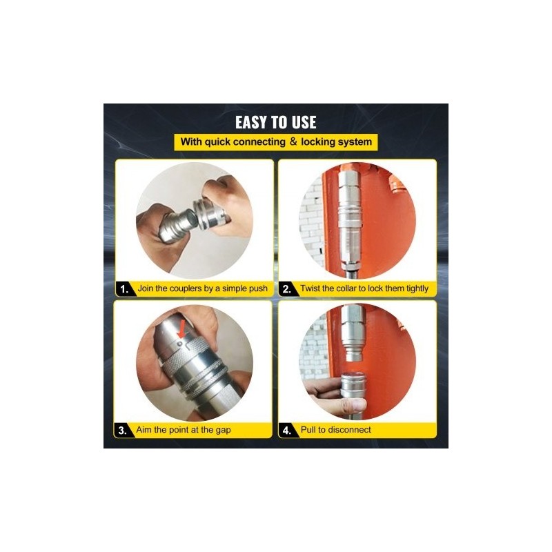 Hydraulinen tasopintainen pikaliitinsarja teräs 1/2 tuuman NPT 280 bar PVC-suojakannet