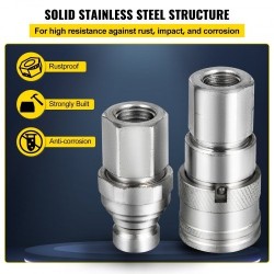 Hydraulinen tasopintainen pikaliitinsarja teräs 1/2 tuuman NPT 280 bar PVC-suojakannet