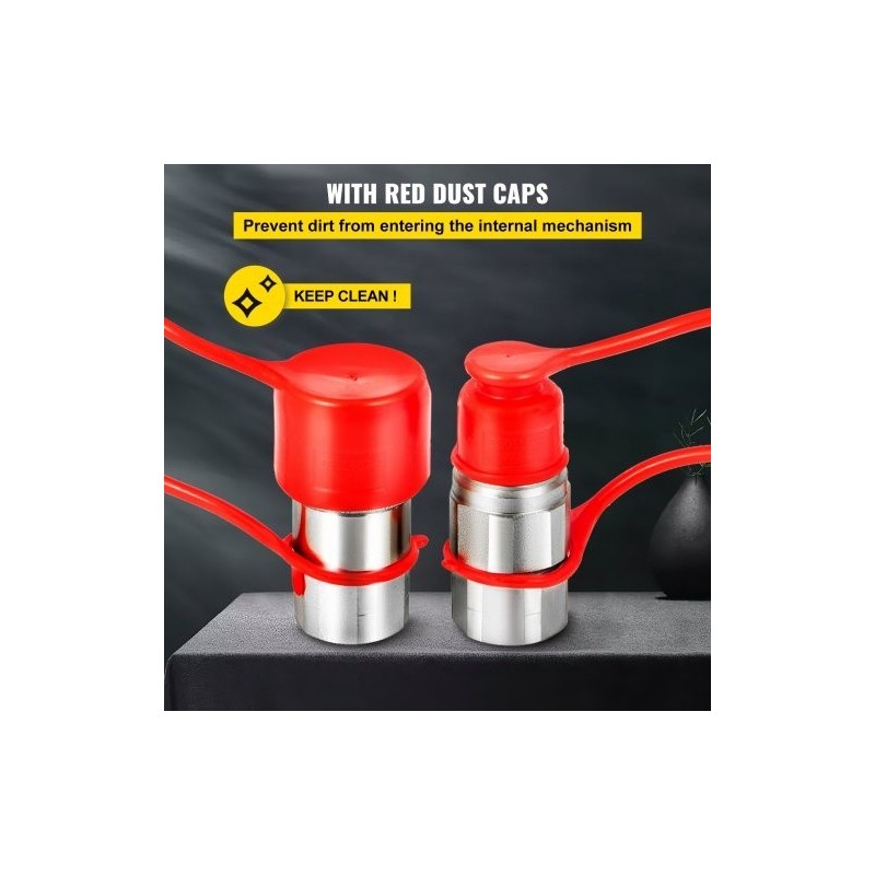 Hydraulinen tasopintainen pikaliitinsarja teräs 1/2 tuuman NPT 280 bar PVC-suojakannet