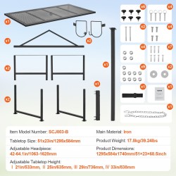 Vuohien ja lampaiden hoitopöytä rautainen 1295x584 mm korkeussäädettävä