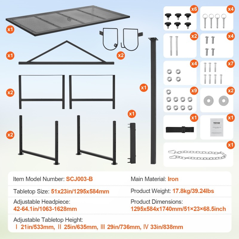 Vuohien ja lampaiden hoitopöytä rautainen 1295x584 mm korkeussäädettävä
