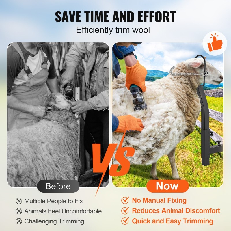 Metallinen säädettävä vuohien ja lampaiden hoitoteline korkeus 238–325 mm kuonolenkillä