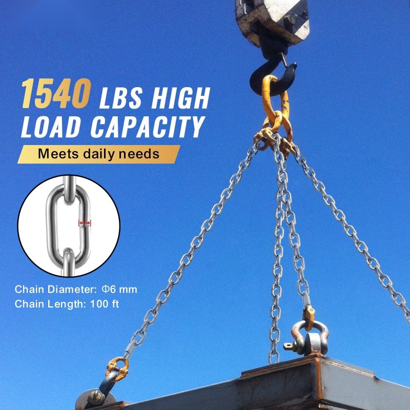 Kelaketju sinkitty hiiliteräs 6mm 30,48m 698kg työkuorma 2 pikalukkoa