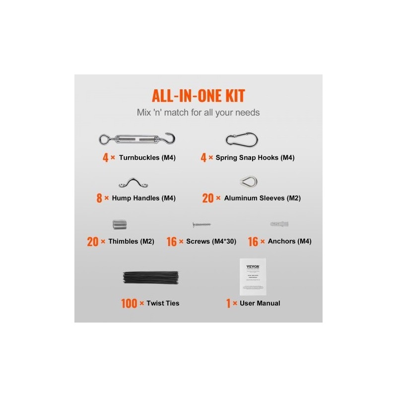 304-ruostumaton teräsvaijeri PVC-pinnoitettu 1,59 mm 7x7 50 m musta