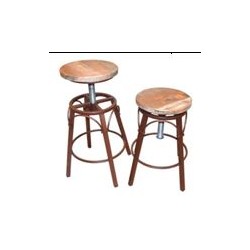 Säädettävä pyörivä baarijakkara Beam teollisella tyylillä ja puuistuimella